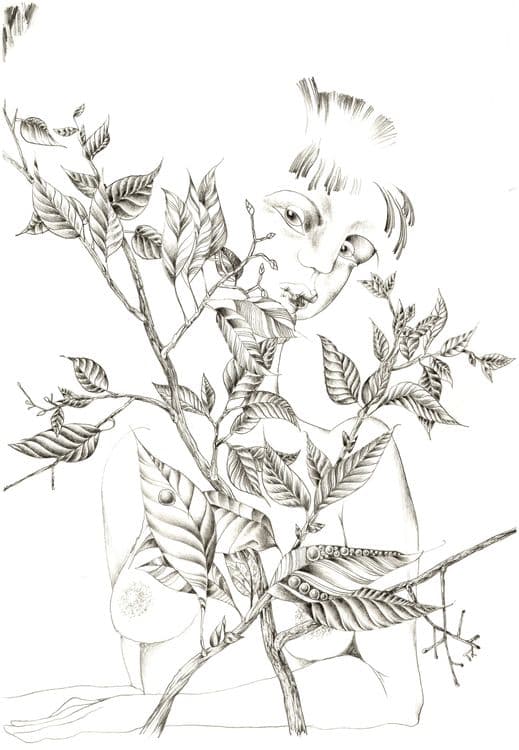 A girl hiding in the foliage